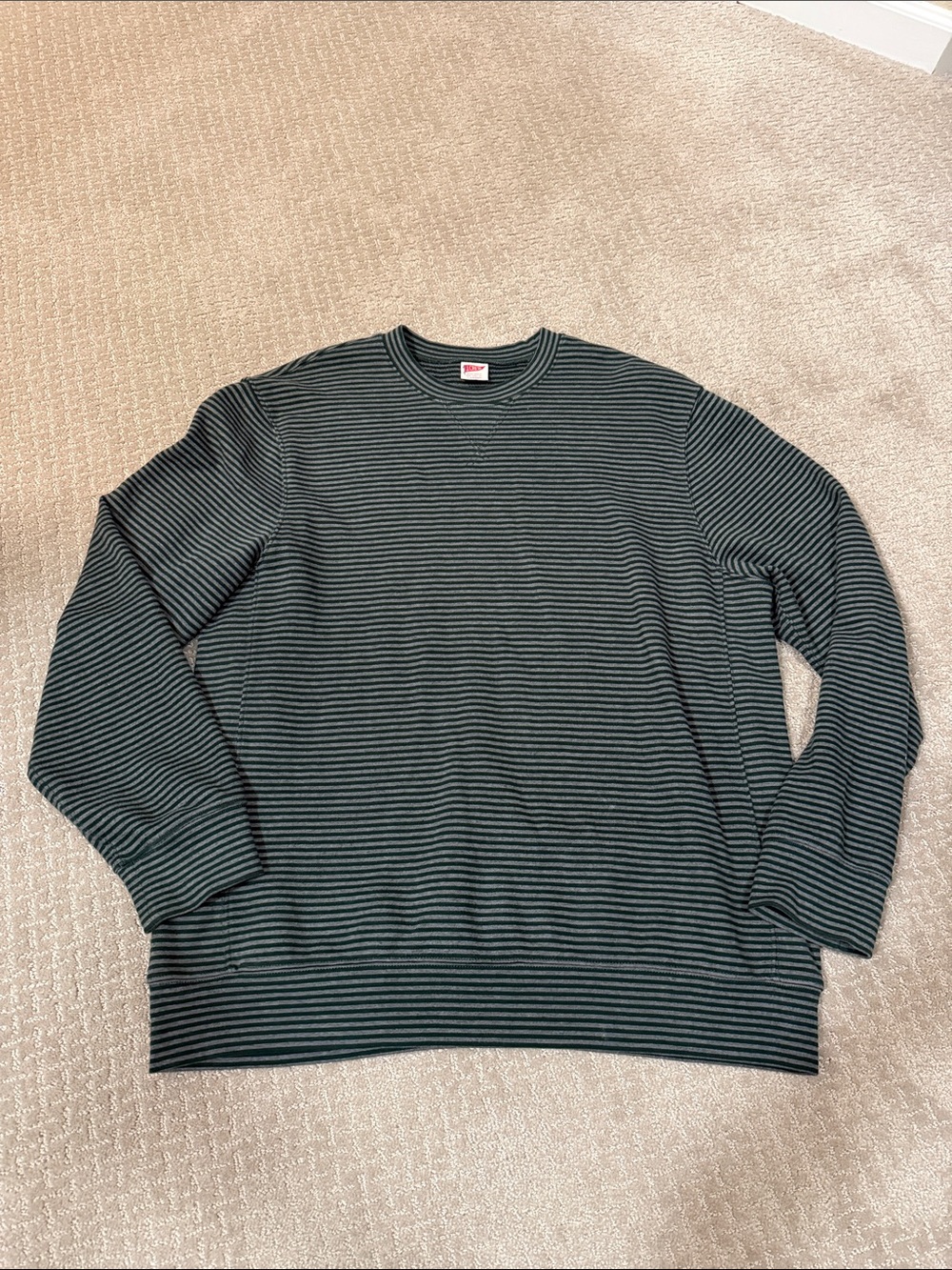 J. Crew Striped Crewneck Sweatshirt - Gray & Green